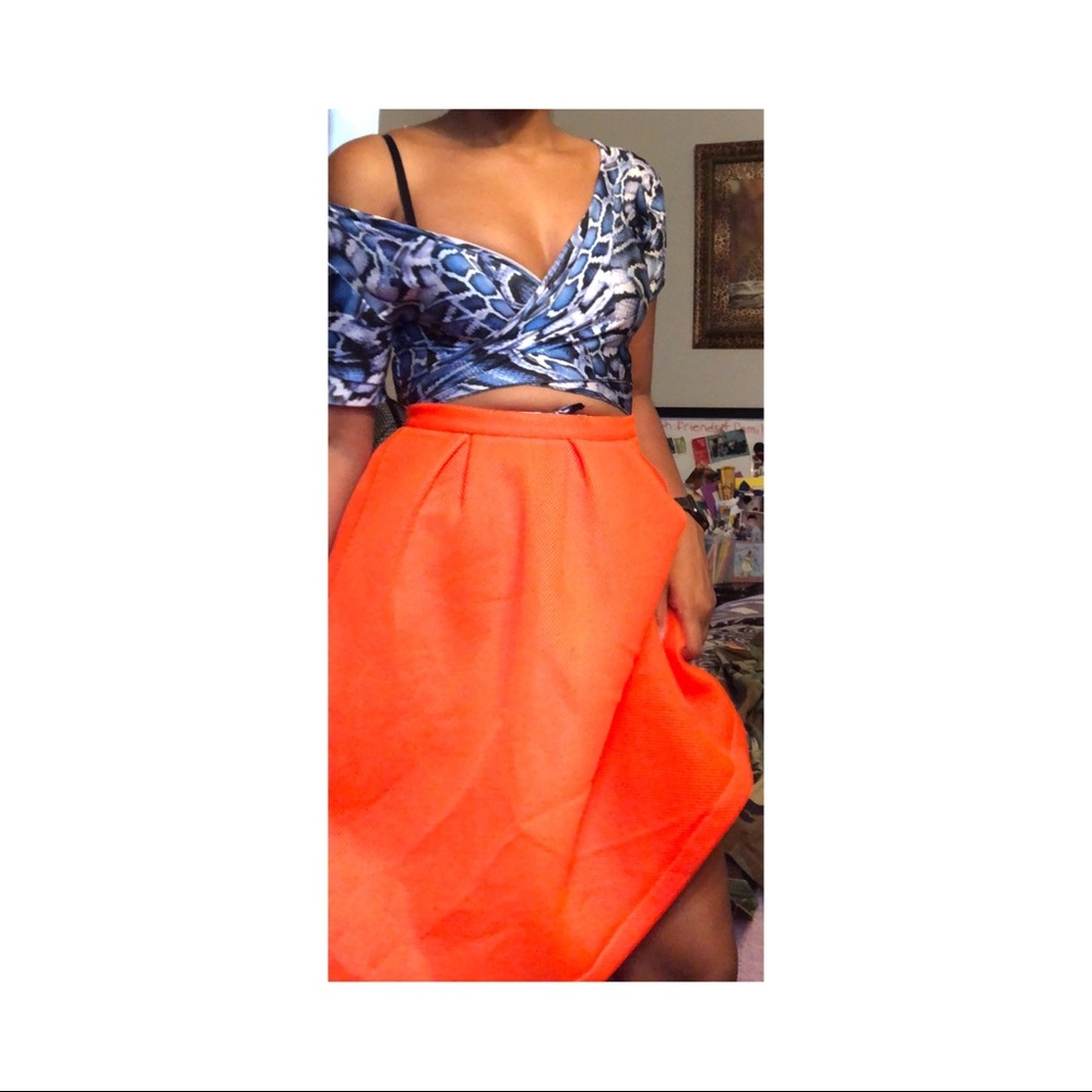 Bright orange skirt